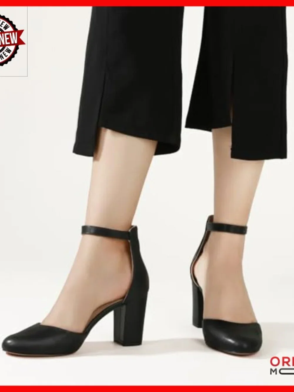 3 Inch Chunky Block Heel Pumps with Adjustable Ankle Strap